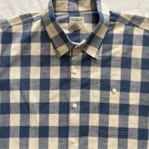 L.L. Bean Men's Large Traditional Fit Short Sleeve Button Down Plaid Shirt